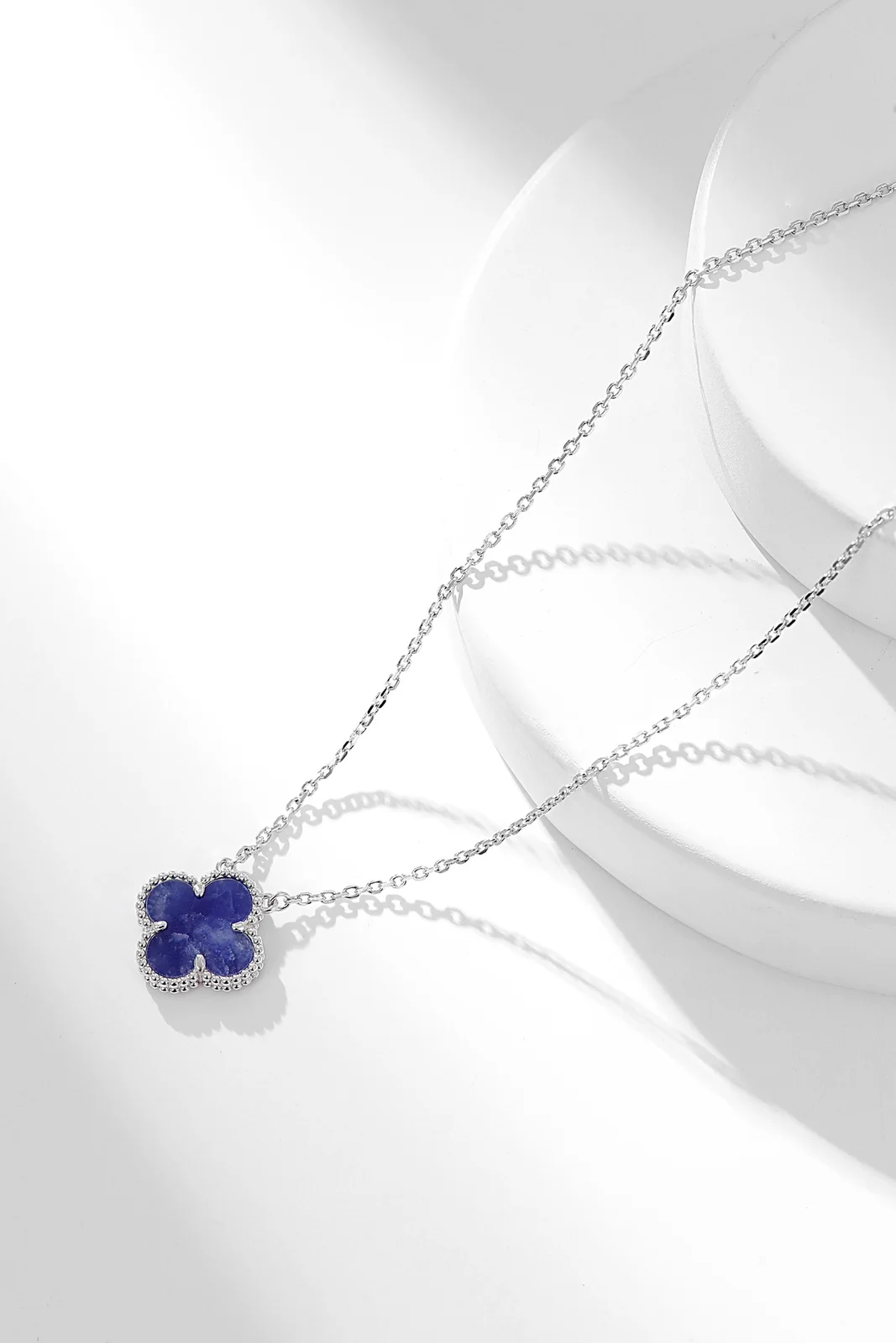 Blue Four-Petal Pendant Necklace