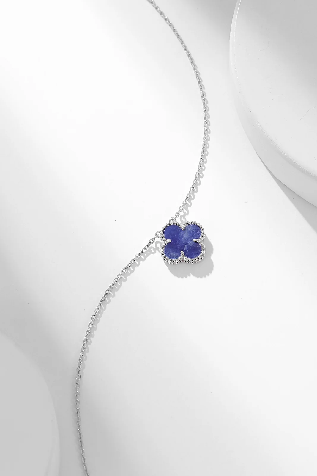 Blue Four-Petal Pendant Necklace - View 2