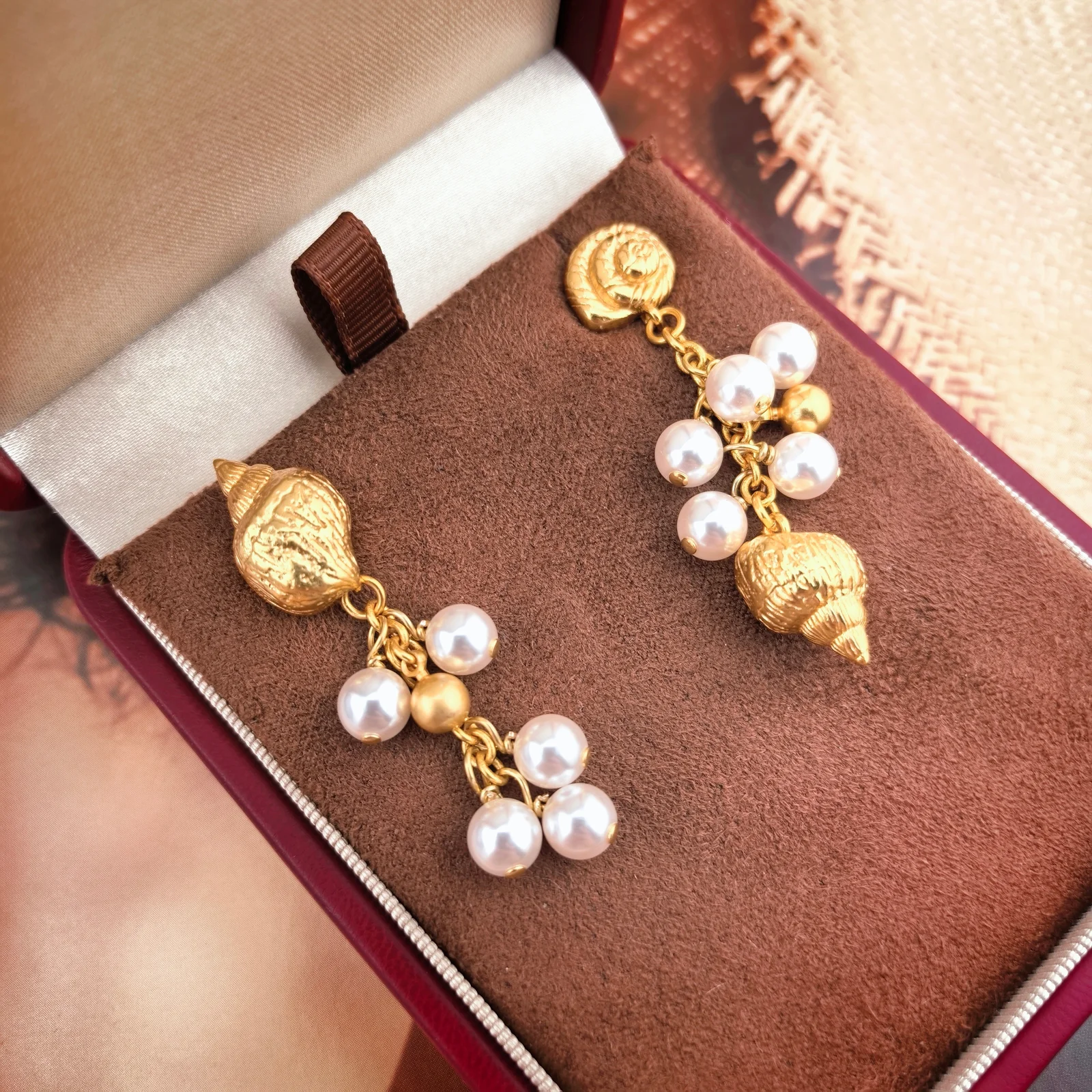 Floral Pearl Drop Earrings - View 2