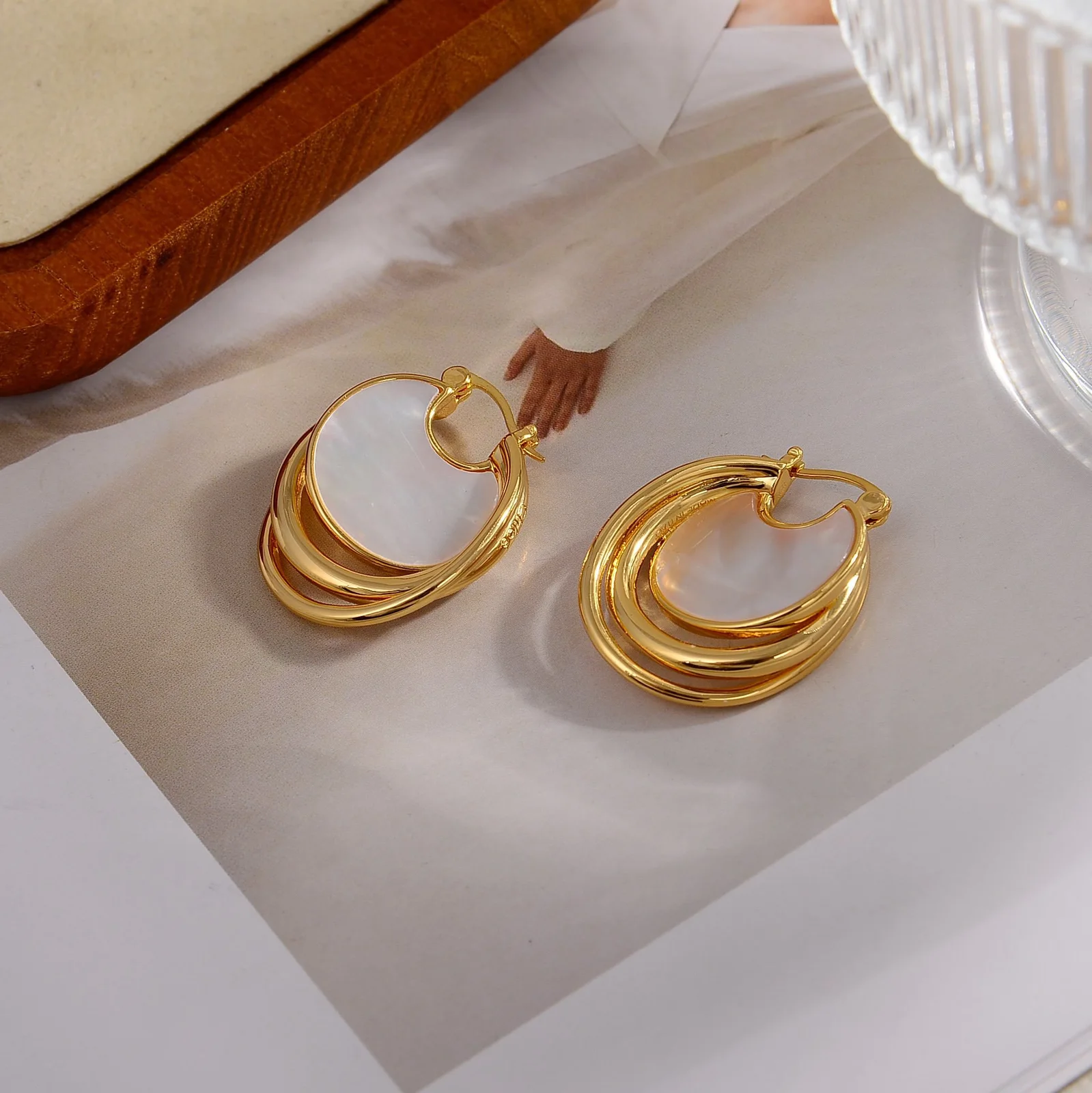 Sculpted Triple Hoop Earrings - View 2